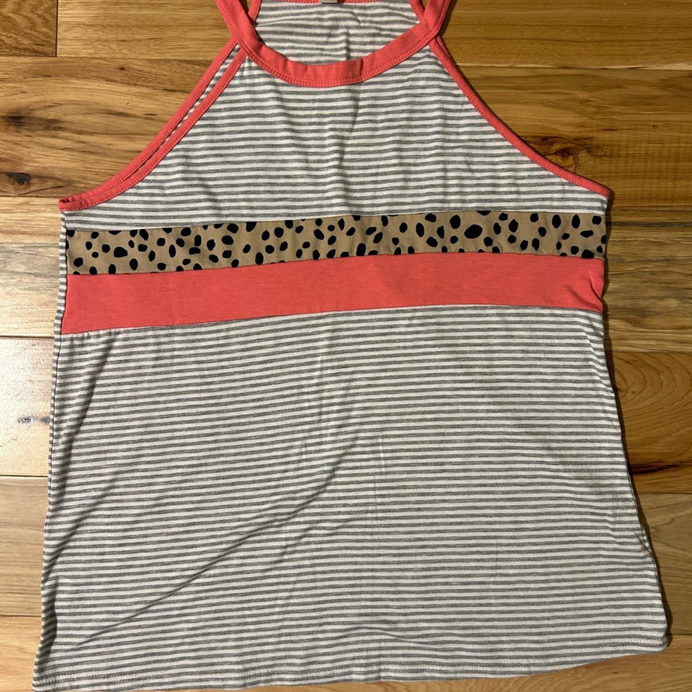 Striped and Leopard Print Women's Top